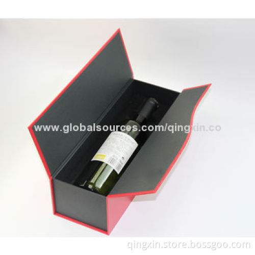 Paper Wine Box with Streamline Lid, Gold Foil on Top for Customized Logo, Flocking Blister